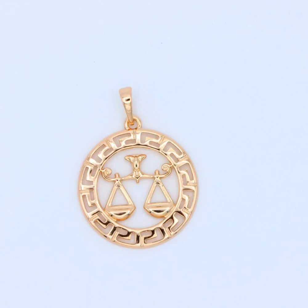"Libra Zodiac Sign Rose Gold Pendant in Gold Plated Brass, XPPT1334 - Picture 11 of 13